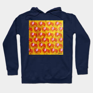 elephant mania in ecopop golden paint Hoodie